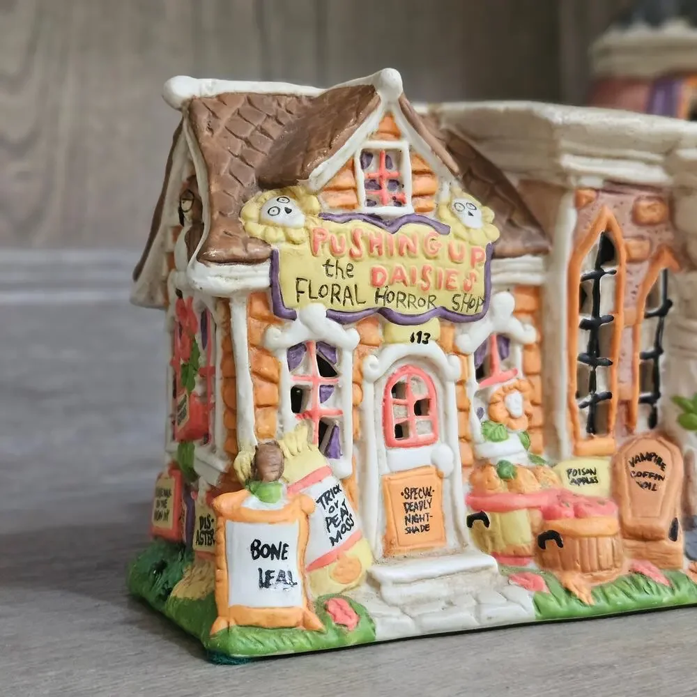 Vintage Creepy Hollow Funeral Parlor | 1995 Lighted Halloween Village House